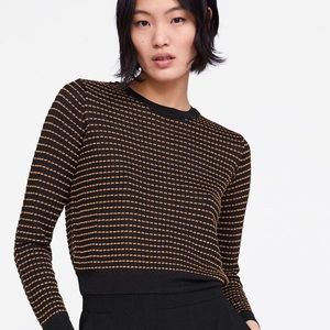 Zara Black & Metallic  Gold textured knit sweater